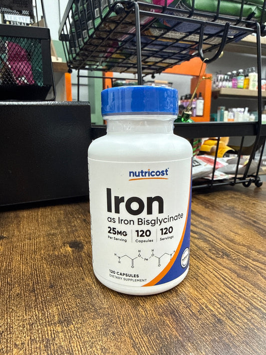 Nutricost Iron Bisglycinate Supplement (25mg) 120 Capsules - from Ferrous Bisglycinate Chelate - Non-GMO & Gluten-Free