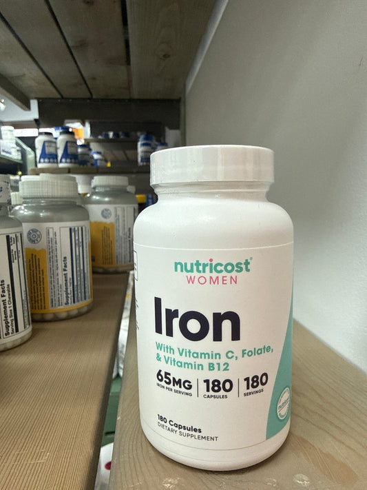 Nutricost Iron for Women 65mg, 180 Capsules, with Vitamin C, Folate, & Vitamin B12 - Vegetarian Friendly, Non-GMO, Gluten Free