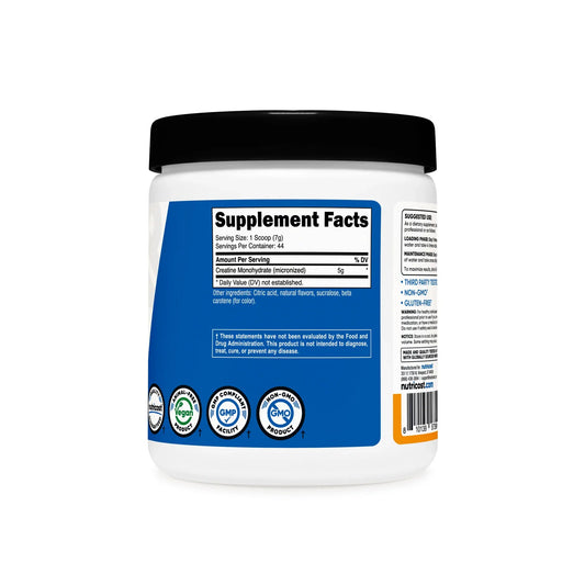 Nutricost Performance Creatine Monohydrate Powder (Mandarin Orange Flavored 10.7 Oz 5 G(300 G)-High Quality Micronized Creatine Supplement - Vegan, Non-GMO, Gluten Free