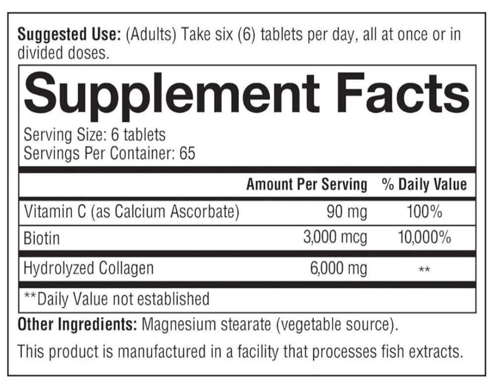 Youtheory Collagen + Biotin - Advanced Collagen Supplement - with Hydrolyzed Peptides, Vitamin C & Vitamin B - Supports Hair Growth, Nail Health & Anti-Aging* - 390 Tablets