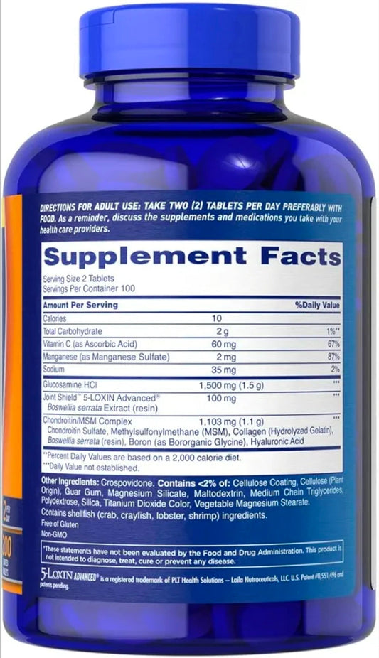 Glucosamine Chondroitin Bi Flex Tripple Strength Supplement, 3 Month Supply, 200 Count