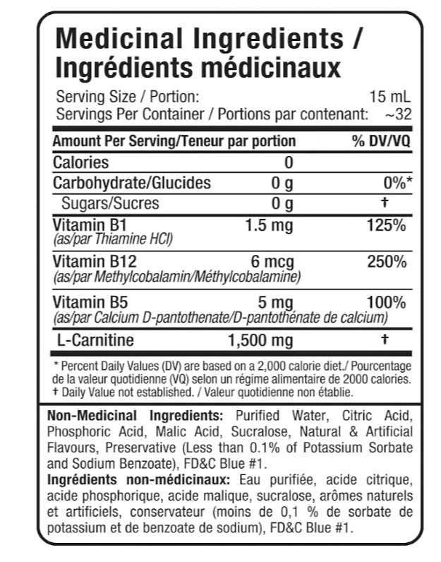 ALLMAX Nutrition Liquid L-Carnitine 1500 Miligrams, Blue Raspberry, 16 oz (473 ml)