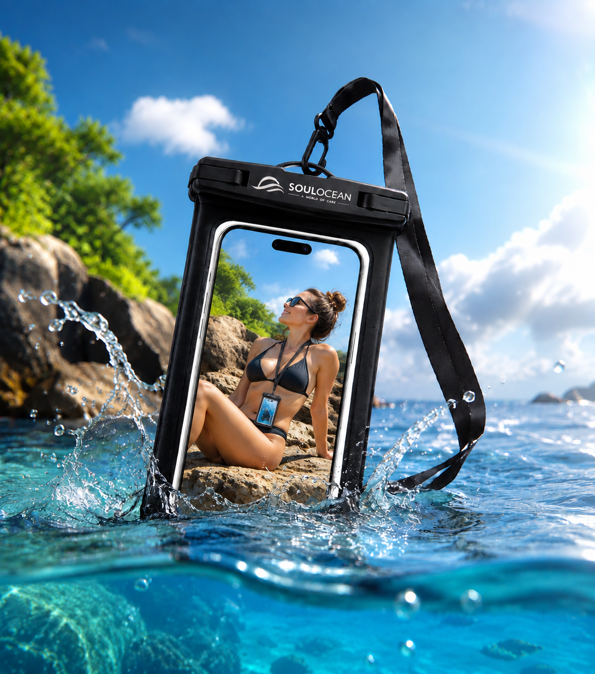 SOULOCEAN Waterproof Phone Pouch, IPX8, 2 Pack, Fits Most Smartphones, Dry Bag