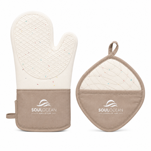 Silicone & Cotton Oven Mitt & Pot Holder Set with Reusable Storage Bag 3-Piece Set: 1 Mitt + 1 Pot Holder + 1 Reusable Bag • Textured Grip • Thick Padding • Hand Pocket • Hanging Loops
