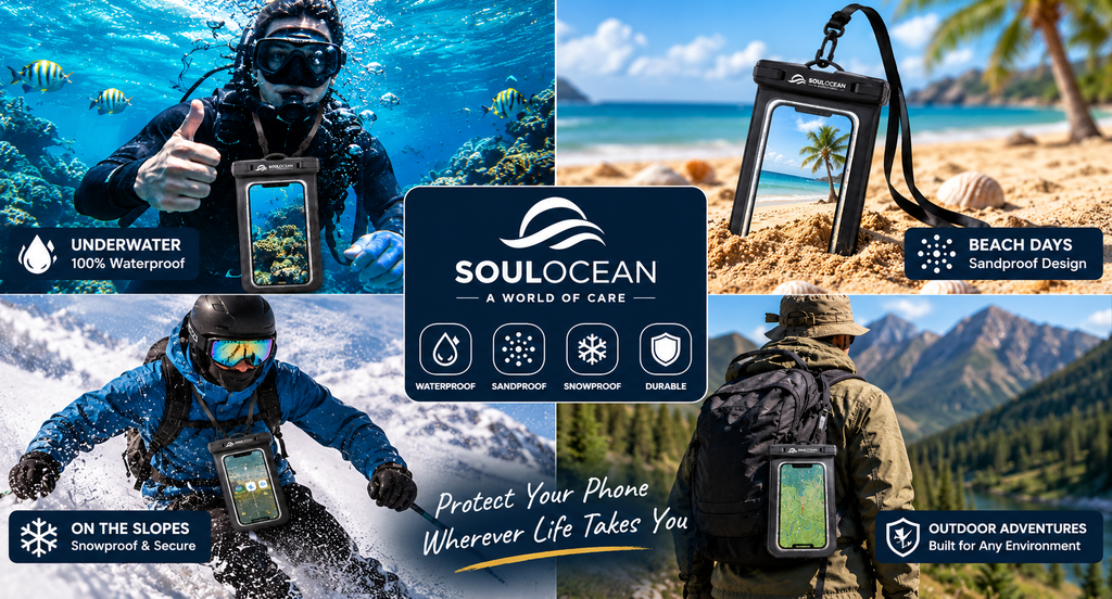 SOULOCEAN Waterproof Phone Pouch, IPX8, 2 Pack, Fits Most Smartphones, Dry Bag