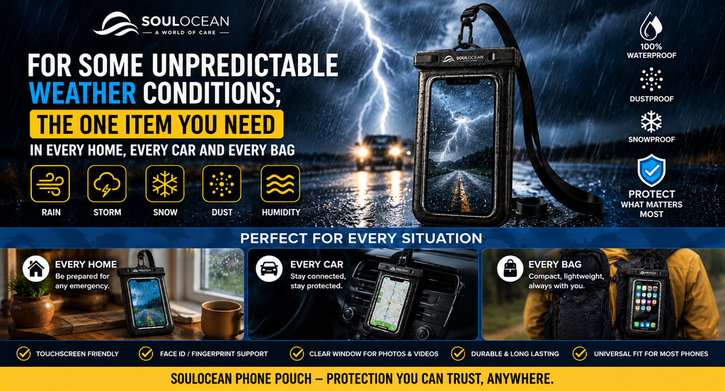 SOULOCEAN Waterproof Phone Pouch, IPX8, 2 Pack, Fits Most Smartphones, Dry Bag