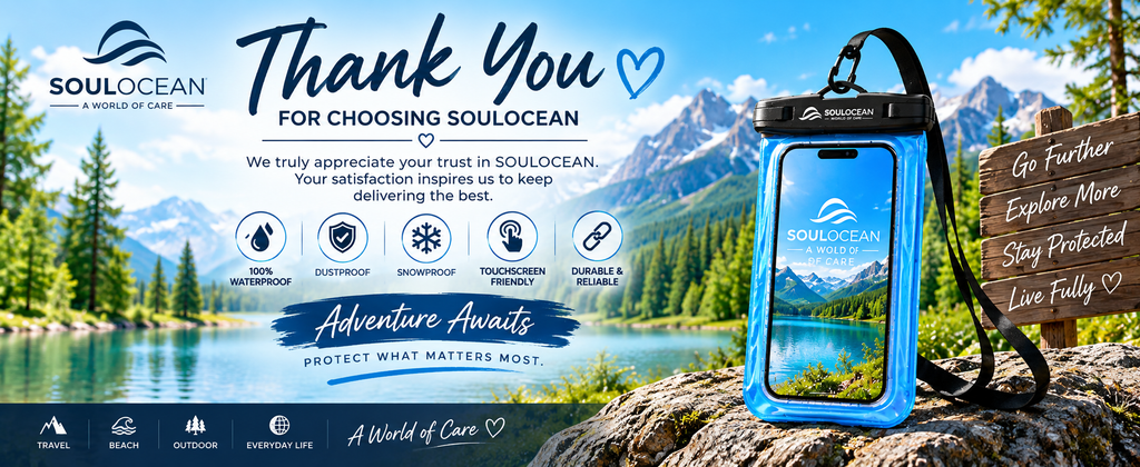 SOULOCEAN Waterproof Phone Pouch, IPX8, 2 Pack, Fits Most Smartphones, Dry Bag