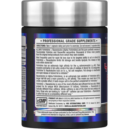 ALLMAX Yohimbine + Rauwolscine Fat Burner Capsules, 60 Count
