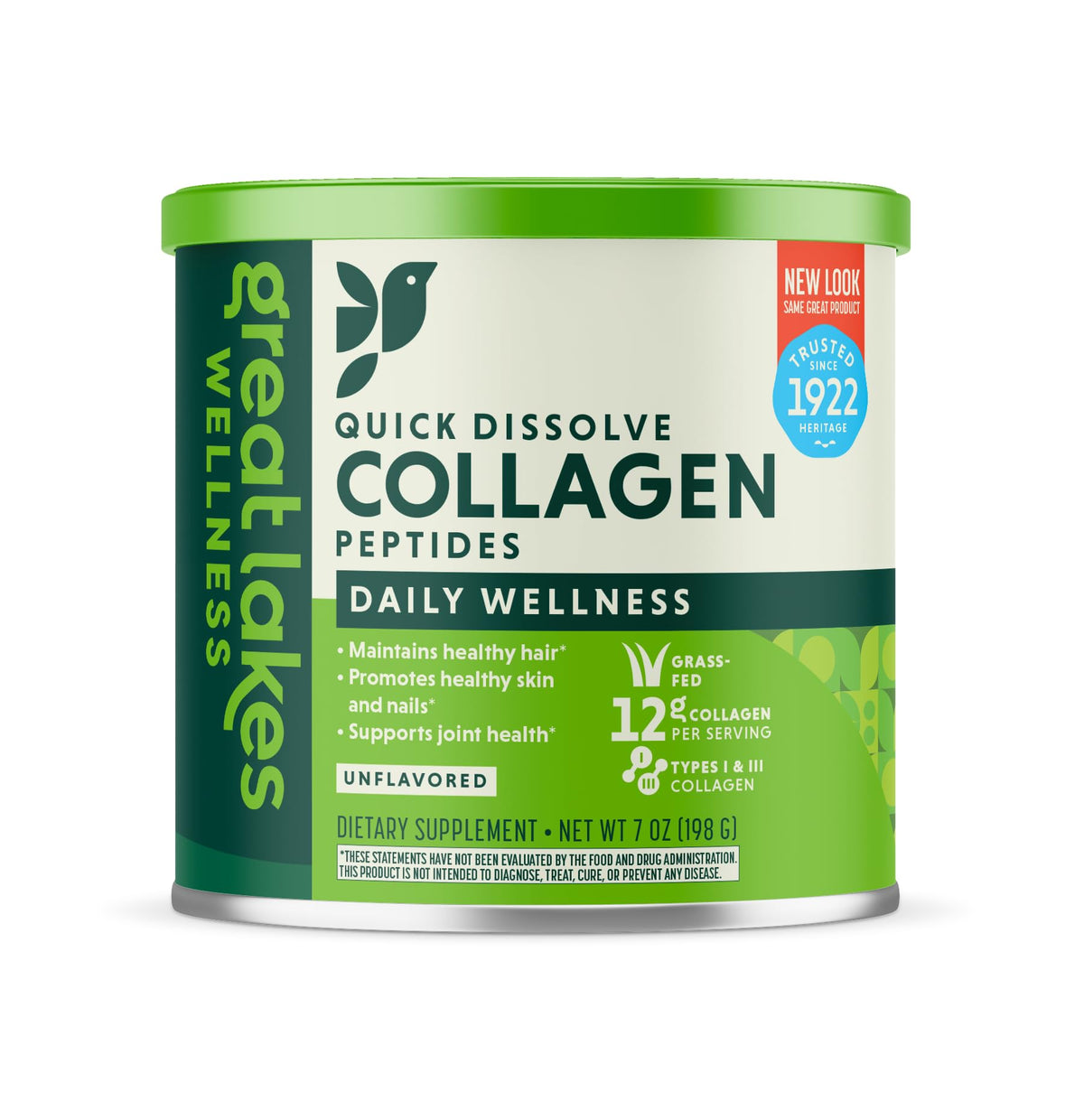 Great Lakes Wellness Collagen Peptides Powder for Skin, Hair, Nails, Joints & Digestion - Quick Dissolve Hydrolyzed, Non-GMO, Kosher