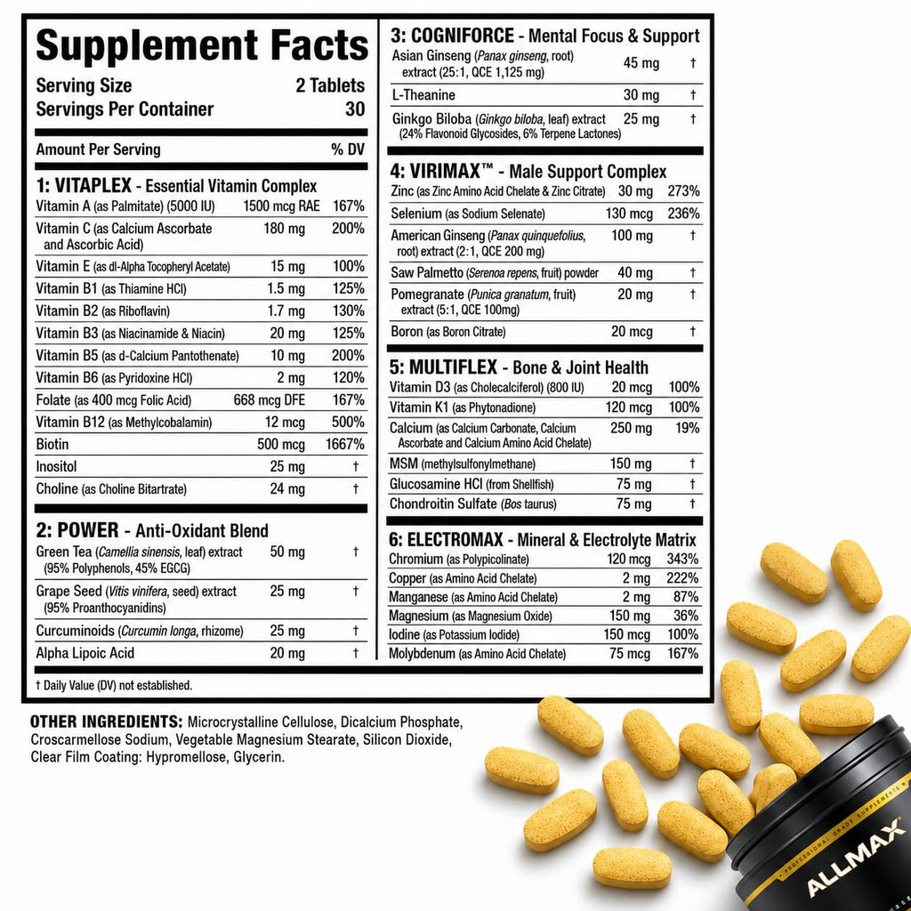 ALLMAX Vitaform Multivitamin Tablets for Men, 60 Count