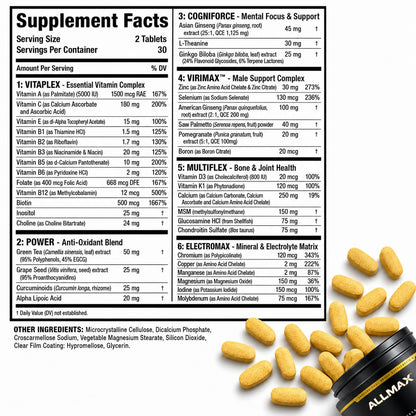 ALLMAX Vitaform Multivitamin Tablets for Men, 60 Count