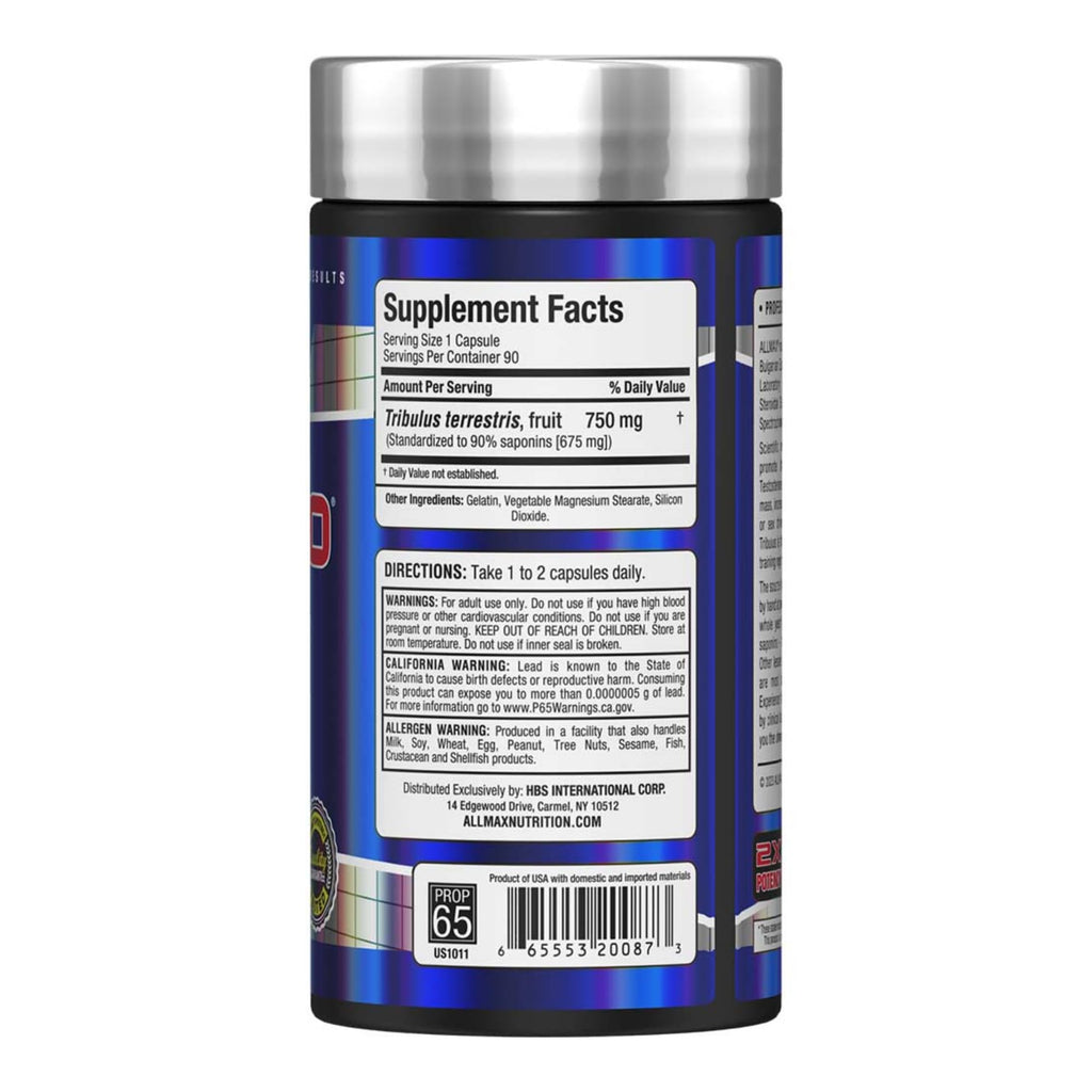 ALLMAX TRIBX90 - 90 Capsules, Pack of 2 - Natural Testosterone Booster - Delivers Bulgarian Species Tribulus Terrestris - 90% Furostanolic Saponins - 180 Total Servings