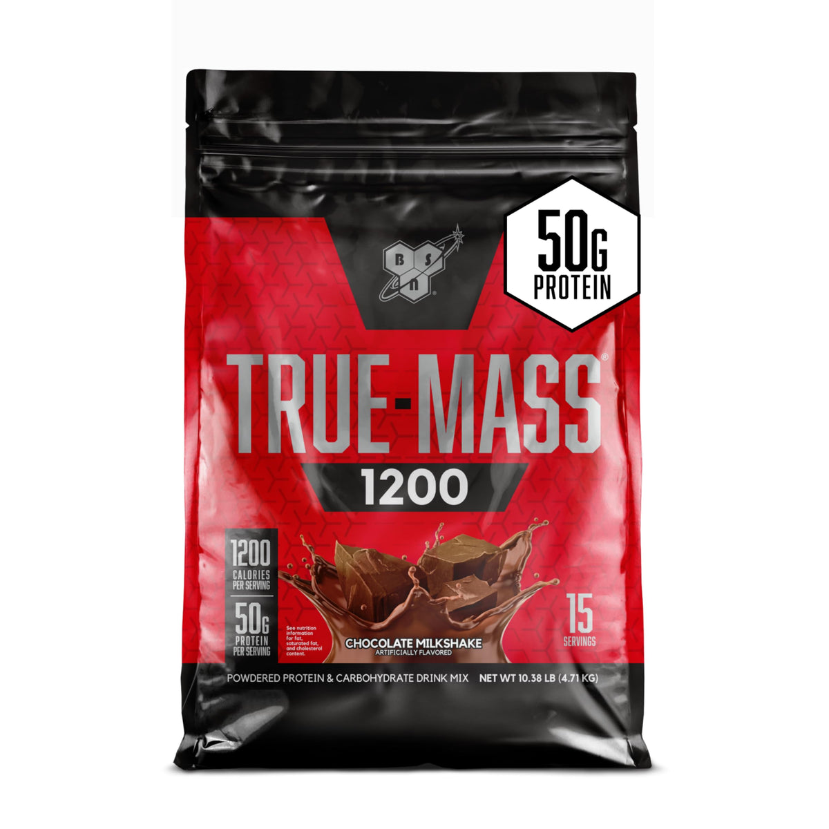 BSN True-Mass Weight Gainer, Muscle Mass Gainer Protein Powder, Vanilla Ice Cream, 5.82 Pound