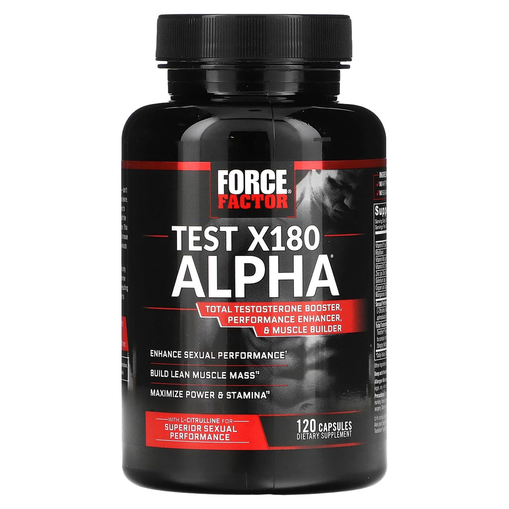 Force Factor Test X180 Alpha v2 T-Support for Men, T-Supplement to Help Build Strength, Boost Nitric Oxide, and Support Daily Performance, 120 Tablets