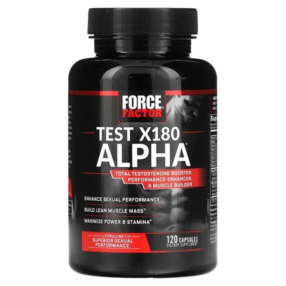 Force Factor Test X180 Alpha v2 T-Support for Men, T-Supplement to Help Build Strength, Boost Nitric Oxide, and Support Daily Performance, 120 Tablets