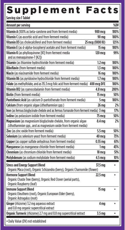 New Chapter Women’s Multivitamin, Iron, B6, B12, Biotin for Hair Growth, D3, VIT C, Zinc for Immune & Stress Support, Gentle on an Empty Stomach, One Daily, Non-GMO, Gluten-Free, 18+, 48 Tablets