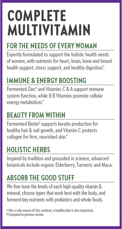 New Chapter Women’s Multivitamin, Iron, B6, B12, Biotin for Hair Growth, D3, VIT C, Zinc for Immune & Stress Support, Gentle on an Empty Stomach, One Daily, Non-GMO, Gluten-Free, 18+, 48 Tablets