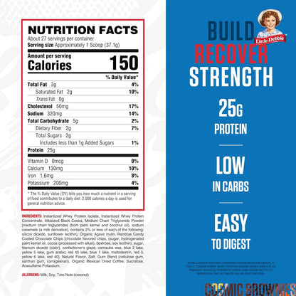 RYSE Loaded Protein Powder - Little Debbie Cosmic Brownie - 25g Whey Protein Isolate & Concentrate with Prebiotic Fiber & MCTs - Low Carb, Low Sugar, Digestive-Friendly - 27 Servings / 2 lb Tub