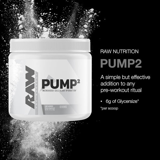 RAW Pump2 Pre Workout | Glycerol Pump Pre Workout Supplement, Pair Pump Supplement for Best Results Or Any Preworkout Powder | Enhanced Hydration and Boost Energy | Unflavored (20 Servings)