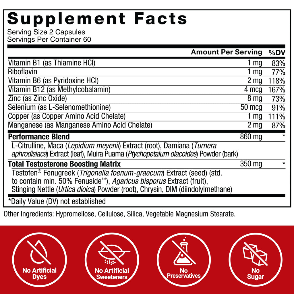 Force Factor Test X180 Alpha v2 T-Support for Men, T-Supplement to Help Build Strength, Boost Nitric Oxide, and Support Daily Performance, 120 Tablets