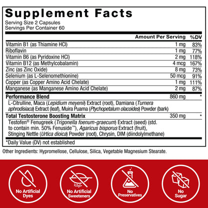 Force Factor Test X180 Alpha v2 T-Support for Men, T-Supplement to Help Build Strength, Boost Nitric Oxide, and Support Daily Performance, 120 Tablets