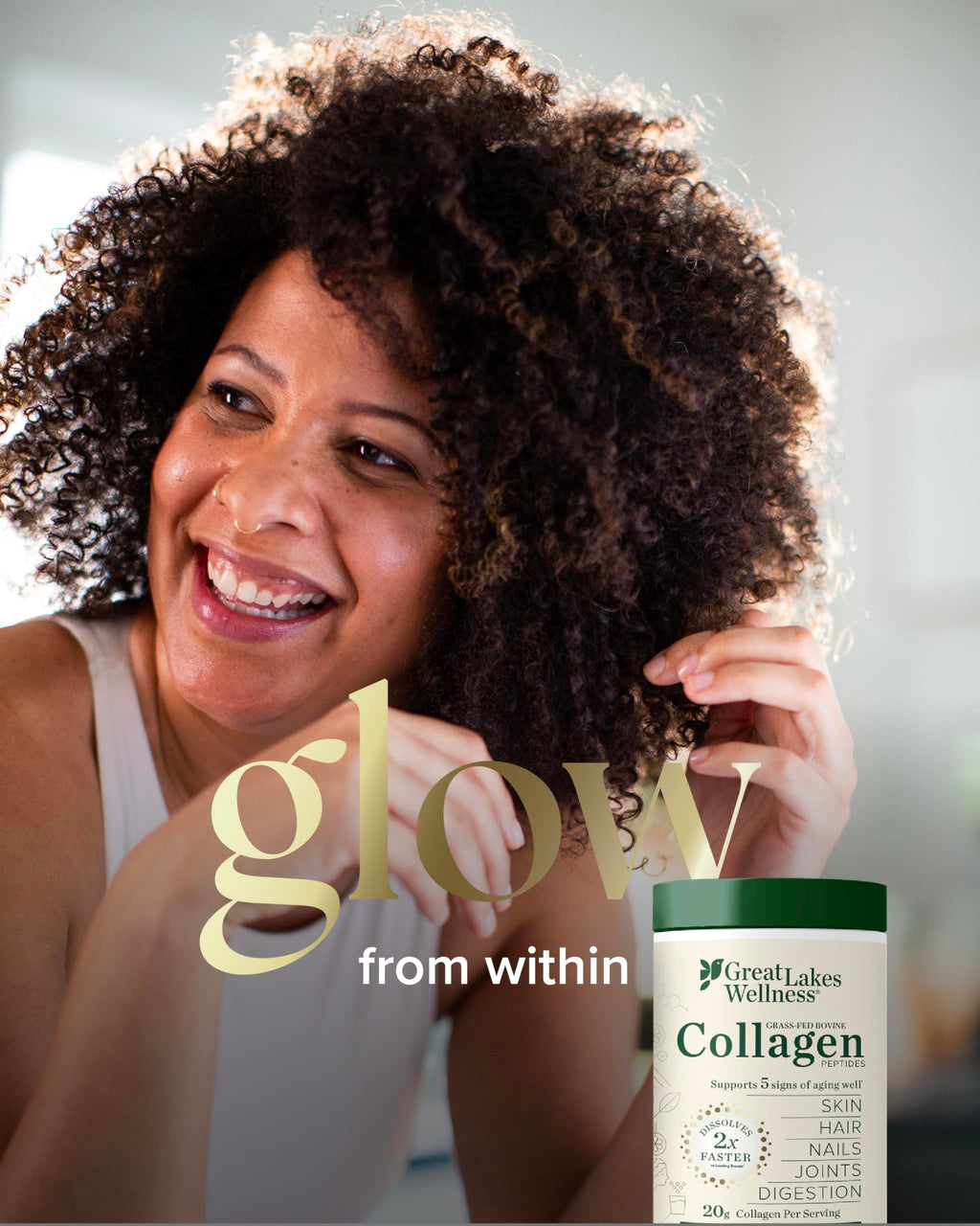Great Lakes Wellness Collagen Peptides Powder for Skin, Hair, Nails, Joints & Digestion - Quick Dissolve Hydrolyzed, Non-GMO, Kosher