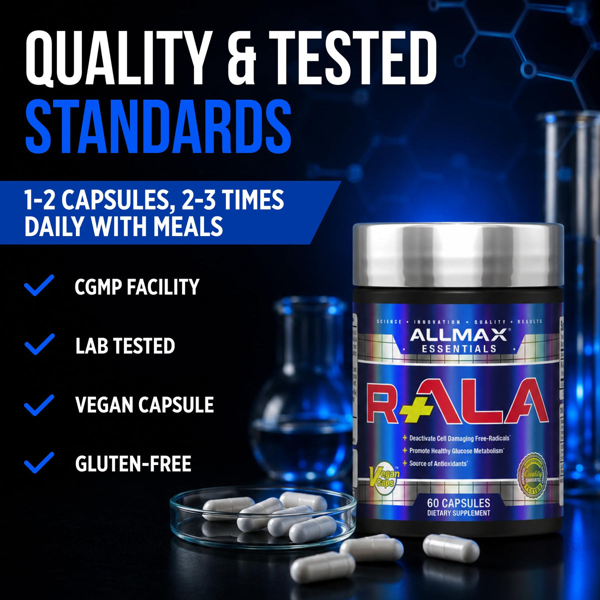ALLMAX R+ALA Antioxidant Capsules, 60 Count