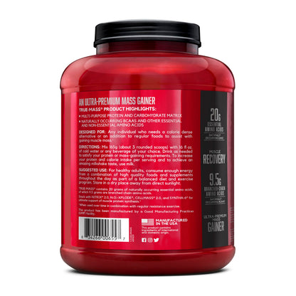 BSN True-Mass Weight Gainer, Muscle Mass Gainer Protein Powder, Vanilla Ice Cream, 5.82 Pound
