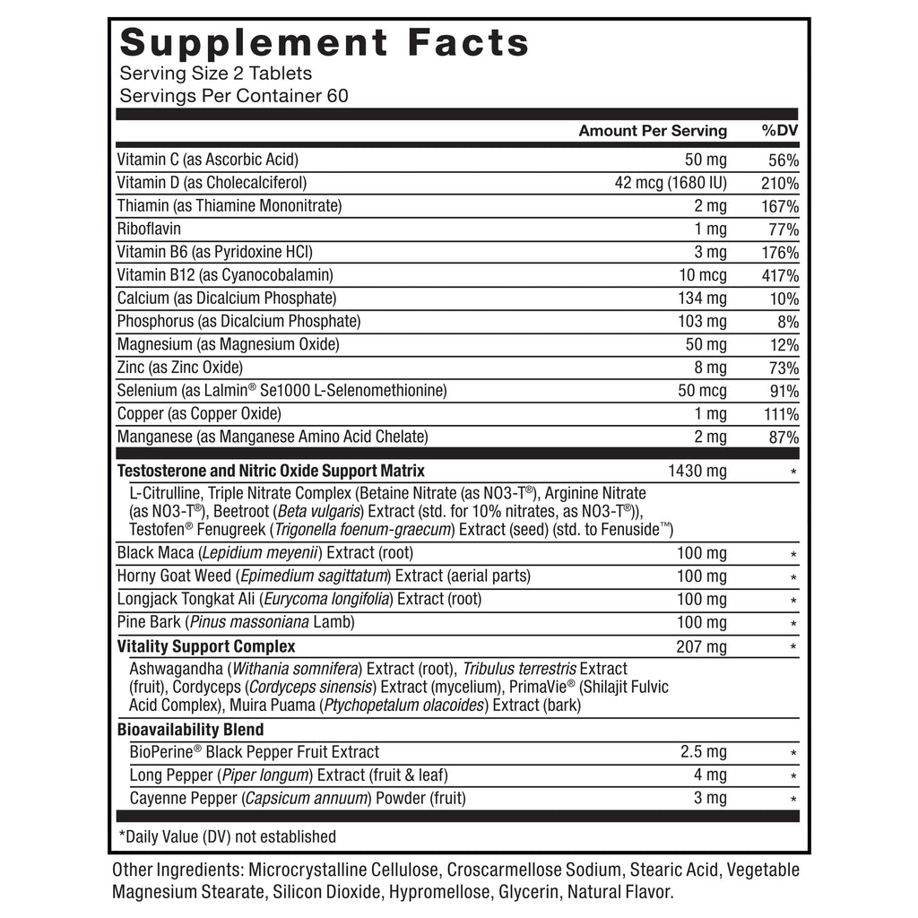 Force Factor Test X180 Alpha v2 T-Support for Men, T-Supplement to Help Build Strength, Boost Nitric Oxide, and Support Daily Performance, 120 Tablets