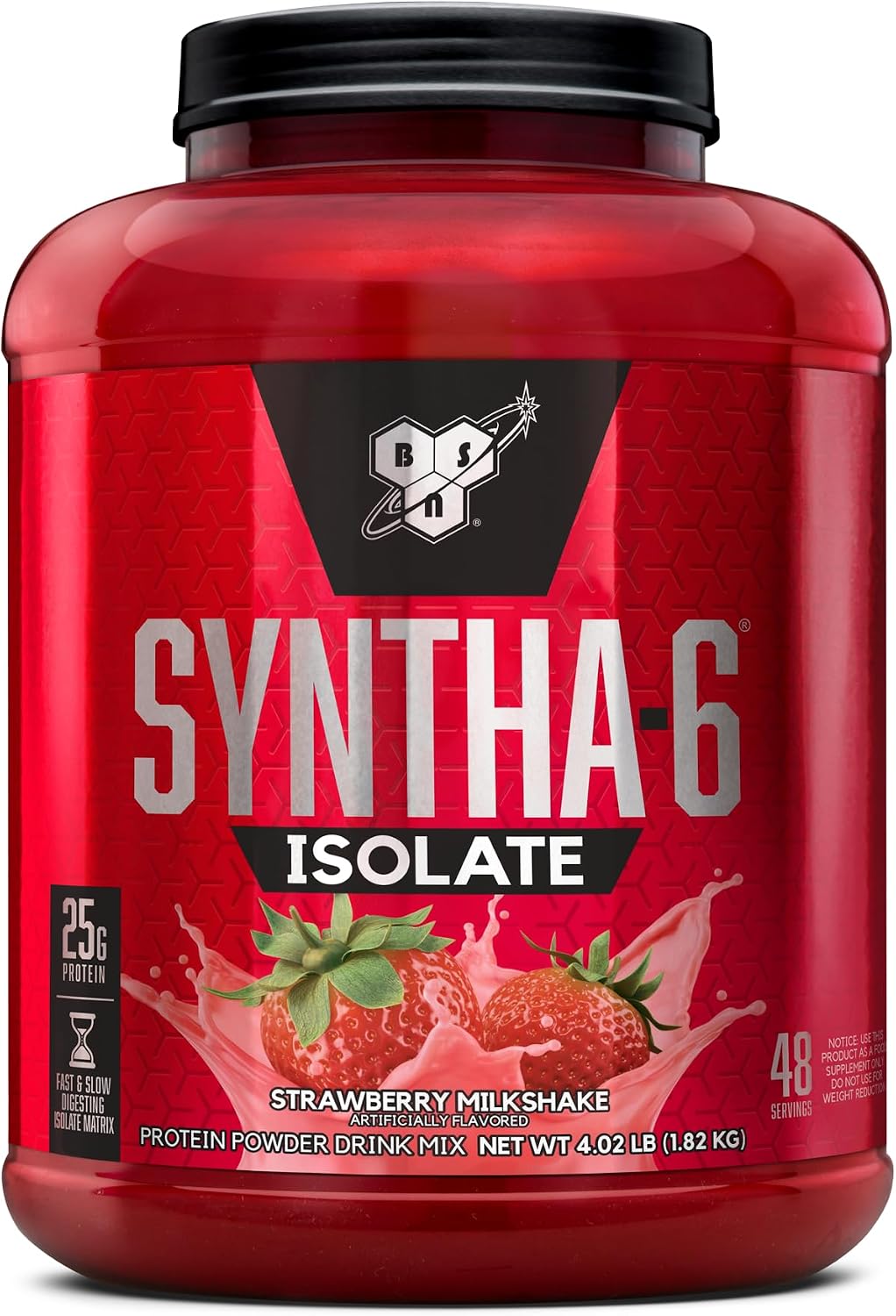 BSN SYNTHA-6 Isolate Protein Powder, Strawberry Milkshake, 48 Servings