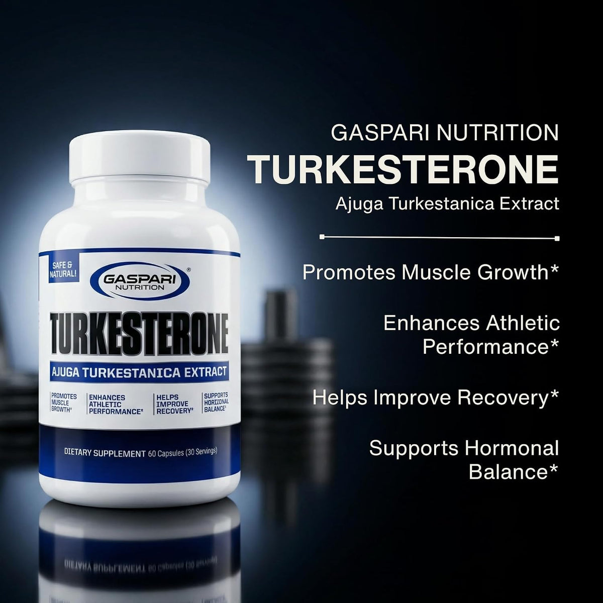 Gaspari Nutrition Turkesterone, Natural Strength Supplement, Enhanced Absorption, Lean Muscle, Recovery & Performance (30 Servings)