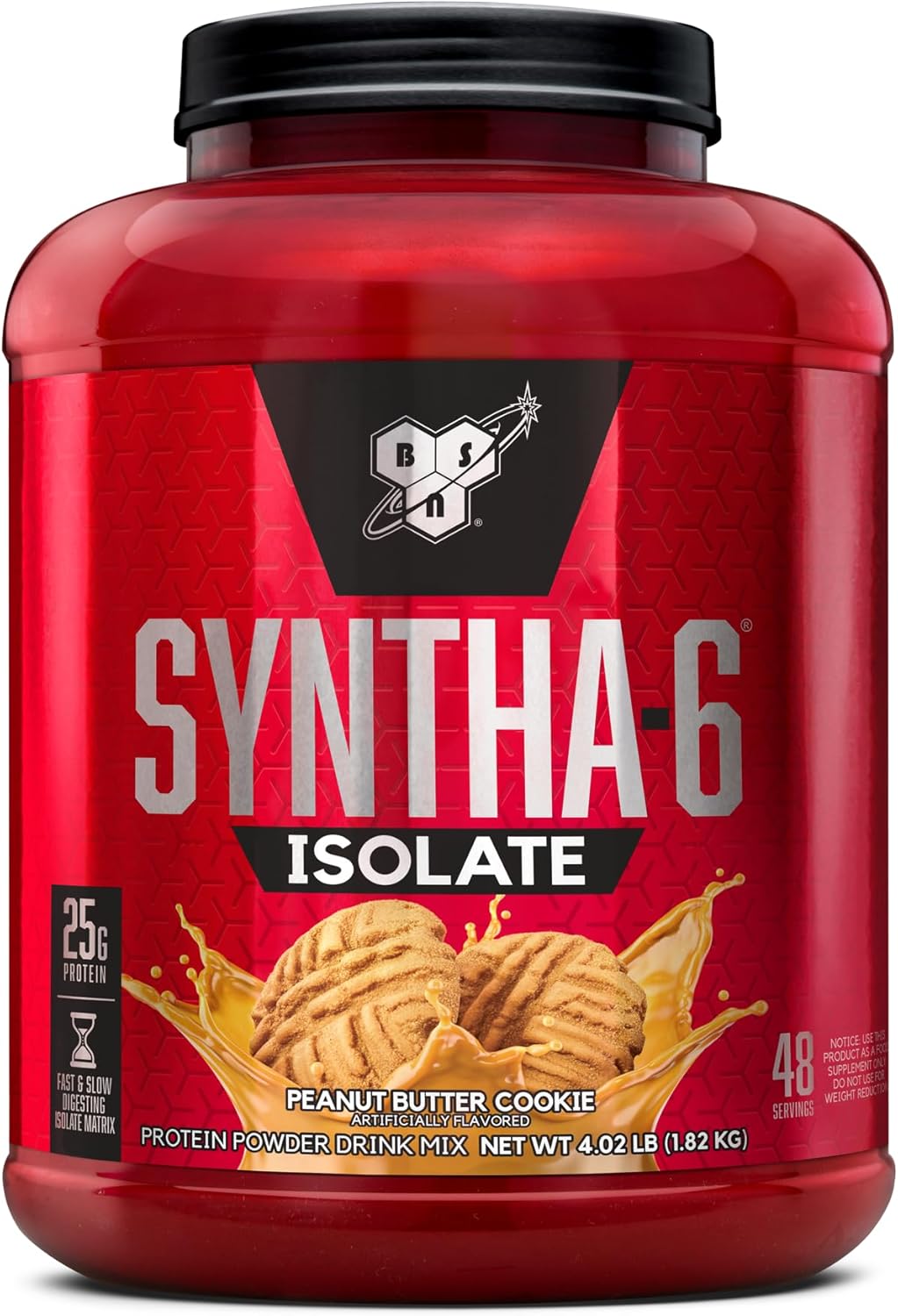 BSN SYNTHA-6 Isolate Whey Protein Powder, Peanut Butter Cookie, 48 Servings