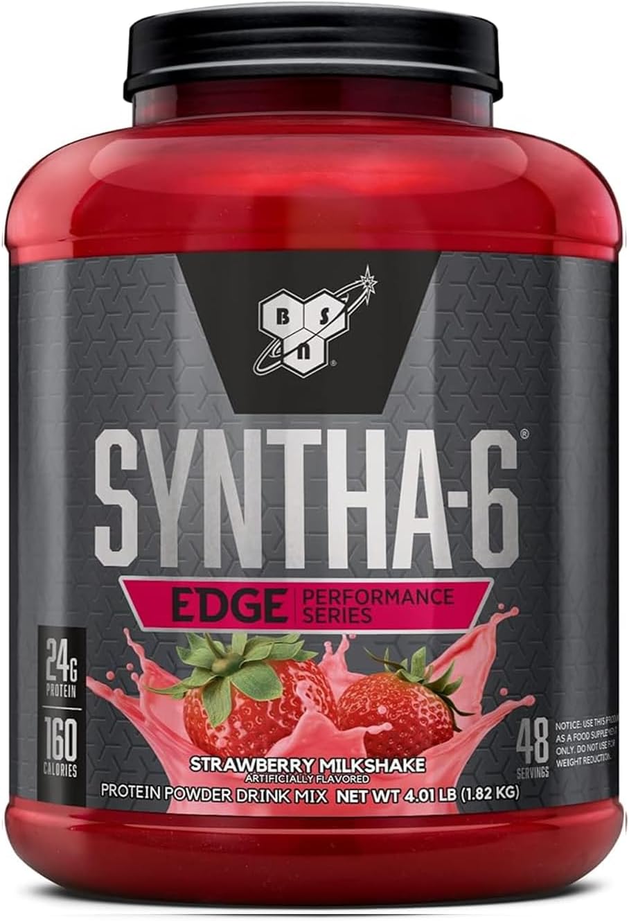 BSN SYNTHA-6 Edge Powder, Low Sugar, Strawberry Milkshake, 48 Servings