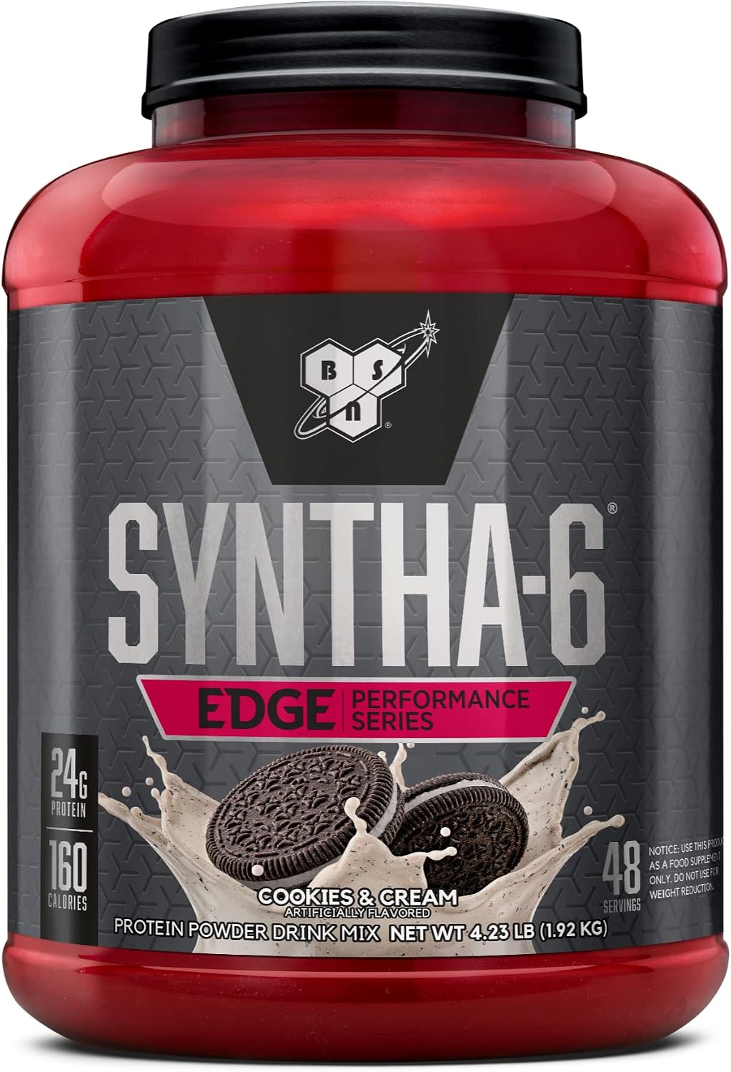 BSN SYNTHA-6 Edge Protein Powder, Low Sugar, Cookies and Cream, 48 Servings