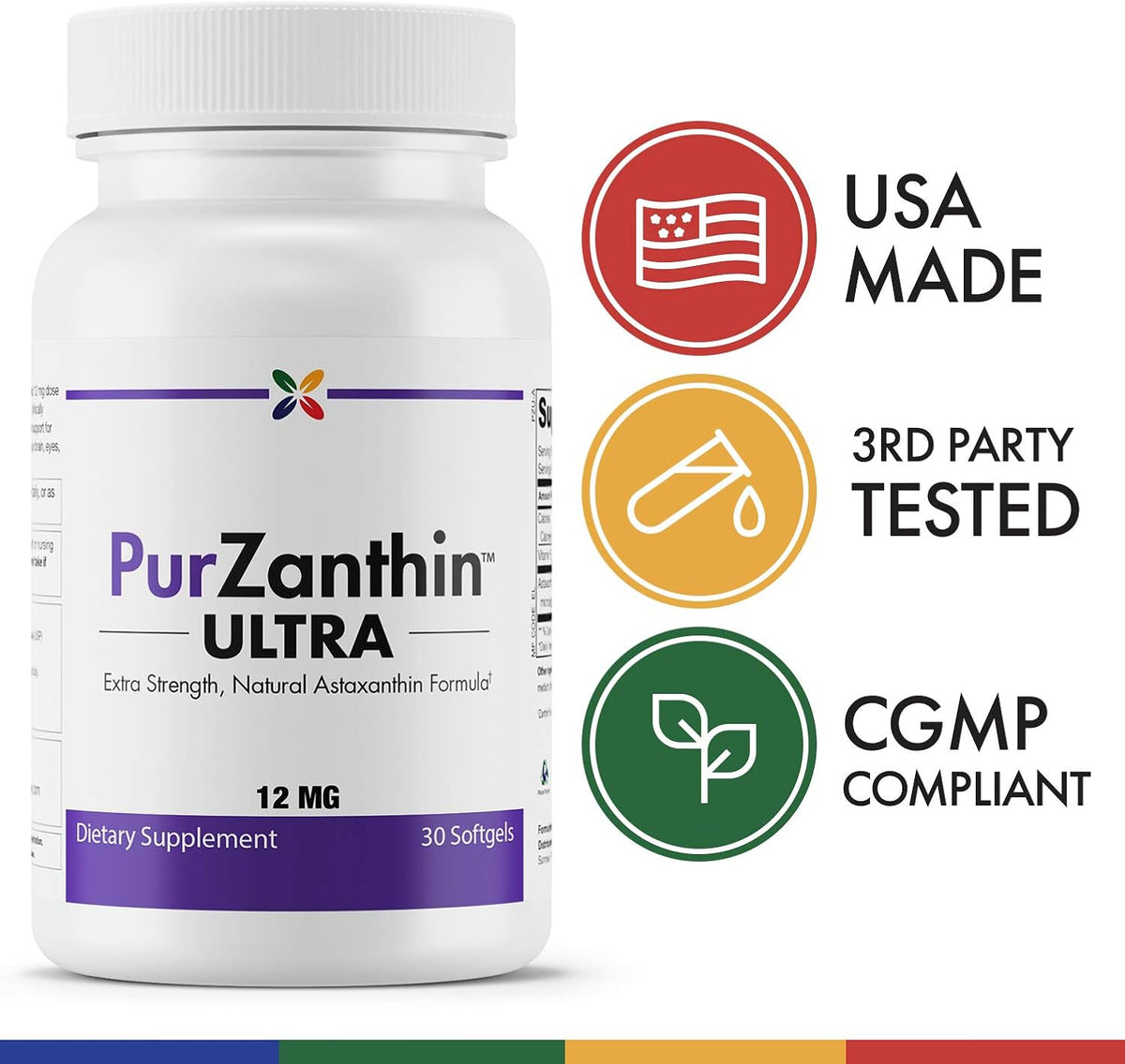 Stop Aging Now PurZanthin Ultra Natural Astaxanthin 12 MG Softgels (1 Pack)