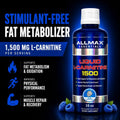 ALLMAX Nutrition Liquid L-Carnitine 1500 Milligrams, Blue Raspberry, 16 oz (473 ml)
