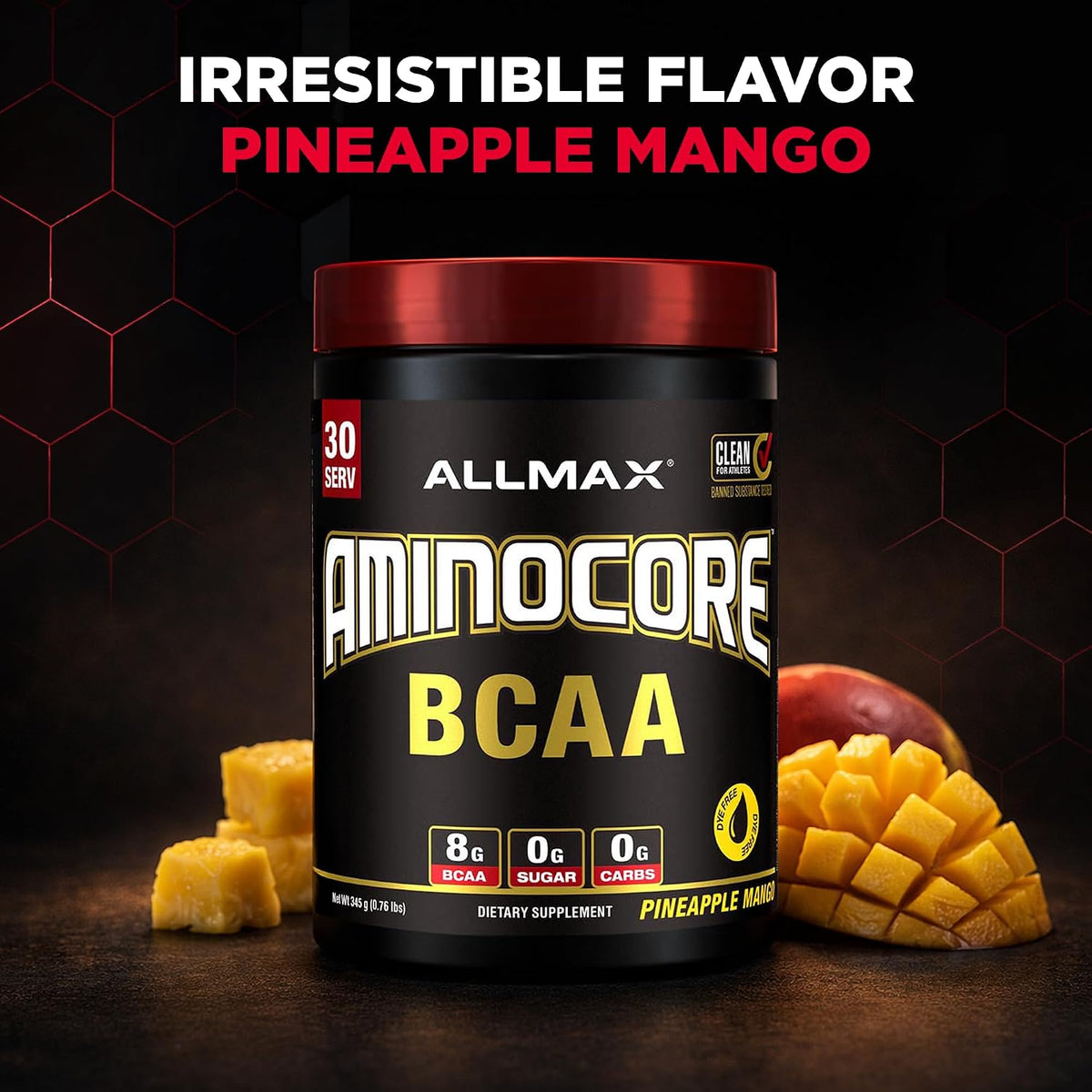 ALLMAX AMINOCORE BCAA Powder, Pineapple Mango, 30 Servings, 345 g
