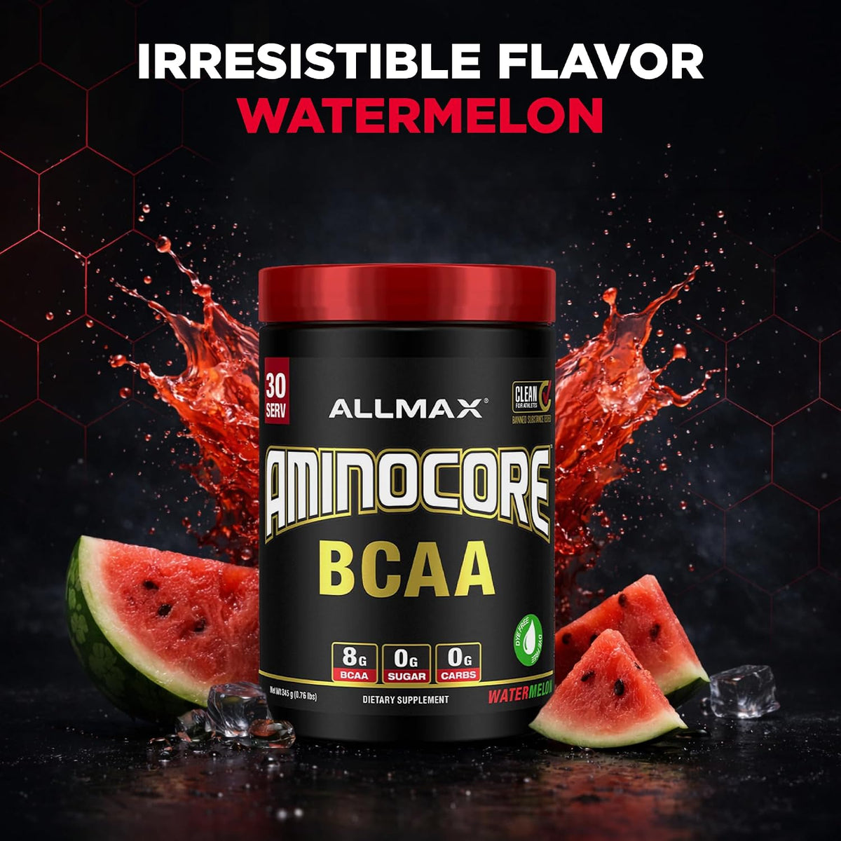 ALLMAX AMINOCORE BCAA Powder, Watermelon, 30 Servings, 345 g