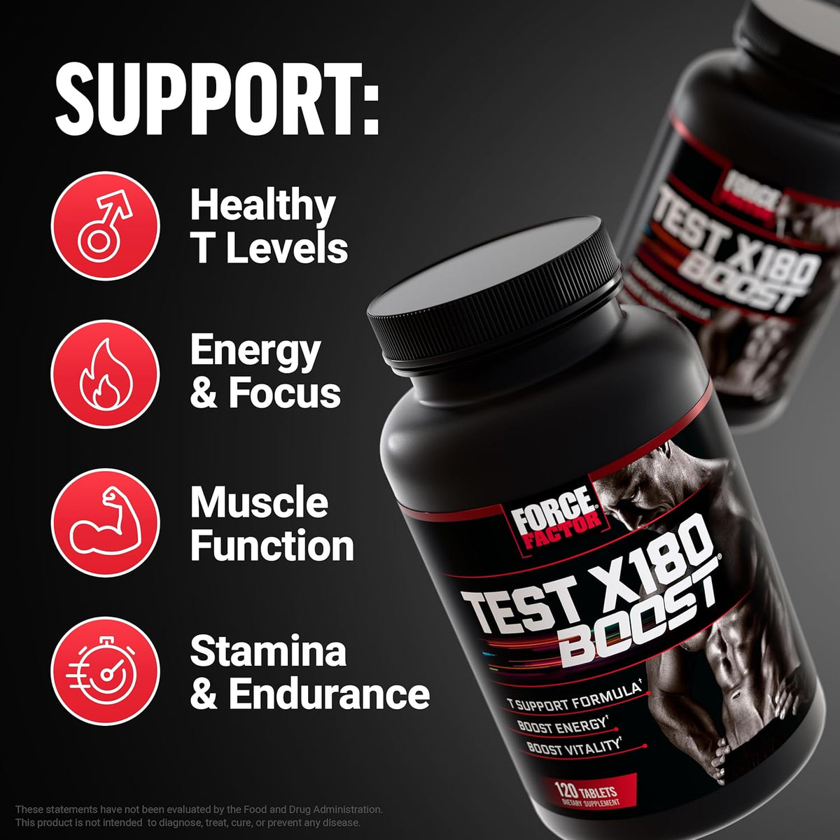 Force Factor Test X180 Boost, 9-in-1 Testosterone Booster for Men