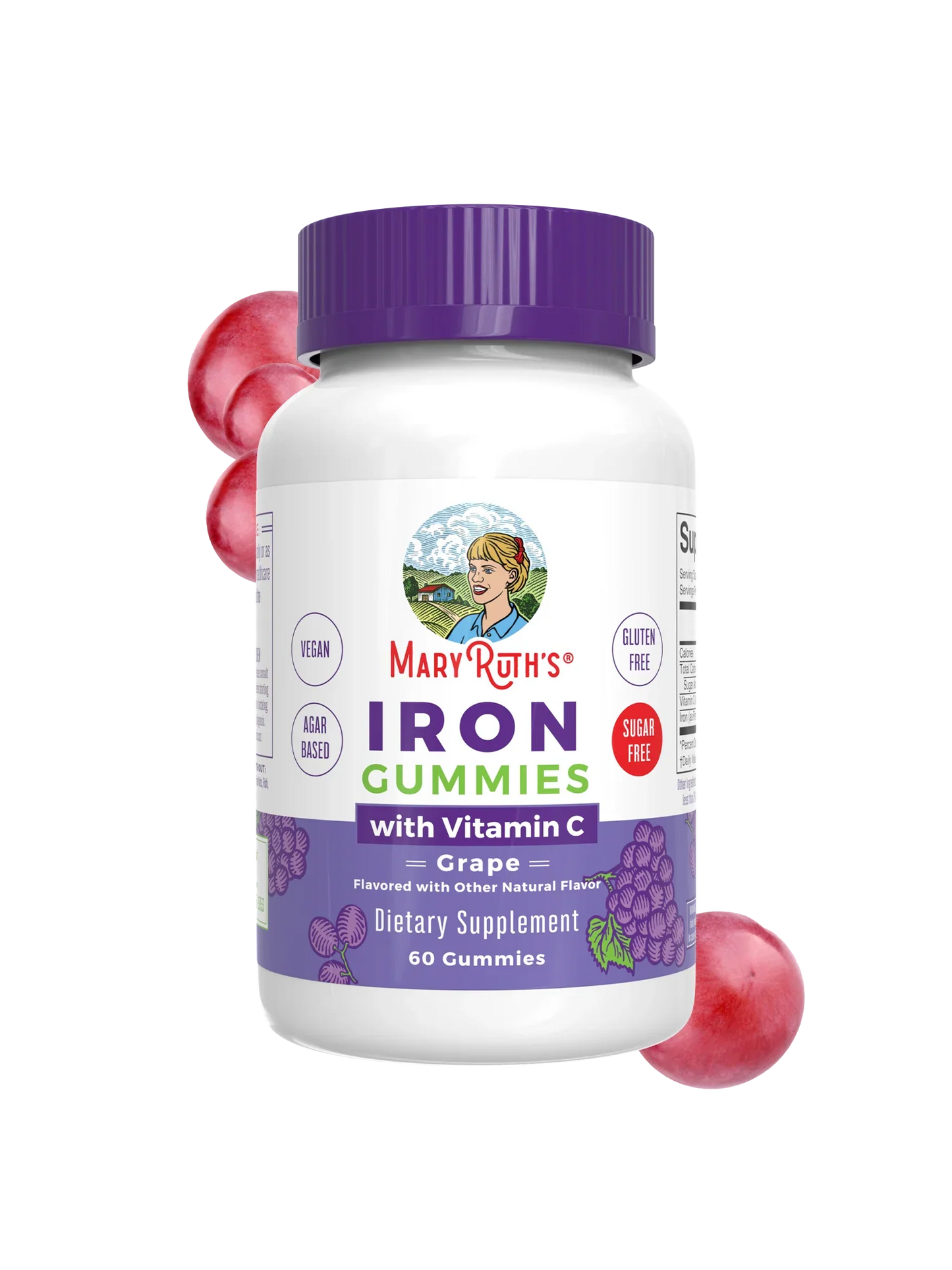 MaryRuth's Iron Gummies for 14+ with Vitamin C for Absorption | Sugar Free | Gummy Iron Supplement + VIT C | Energy Metabolism | Cellular Health | Immune Support | Vegan | Non-GMO | 60 Count