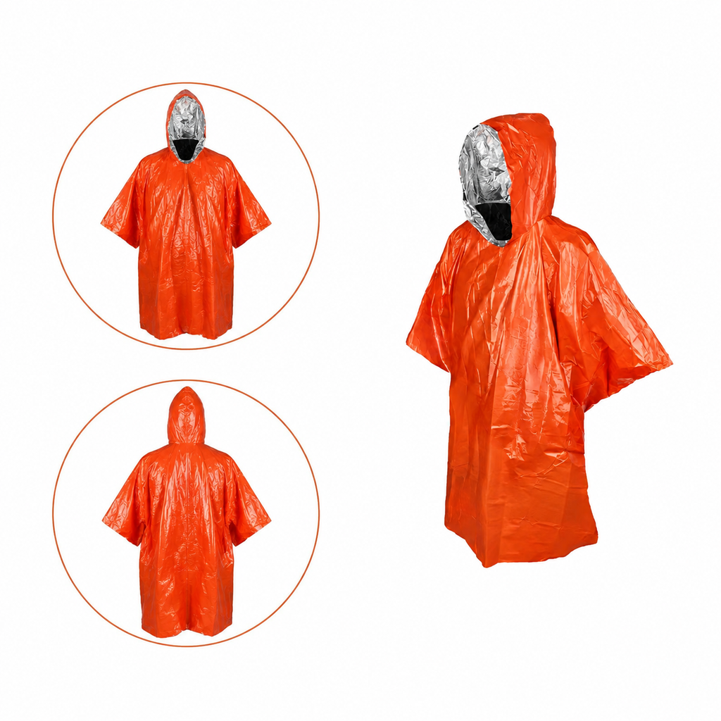 SOULOCEAN Emergency Rain Poncho Survival Kit with Reflective Bands for Low Visibility