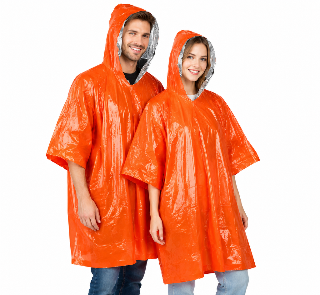 SOULOCEAN Emergency Rain Poncho Survival Kit with Reflective Bands for Low Visibility