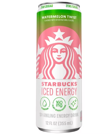 Starbucks Iced Energy Drink, Watermelon Splash, Zero Sugar Energy Drink, Plant Based Caffeine, Hydration, Mental Clarity, 12 Fl Oz Can