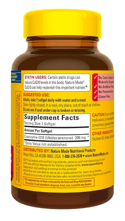 Nature Made CoQ10 200mg Softgels, Dietary Supplement for Heart Health Support, 105 Softgels, 105 Day Supply