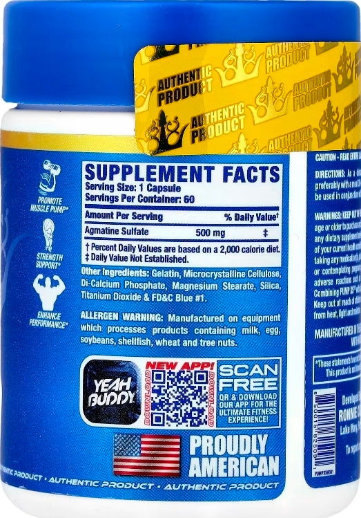 Ronnie Coleman Vital Edition, Pump XS™, 500 mg, 60 Capsules