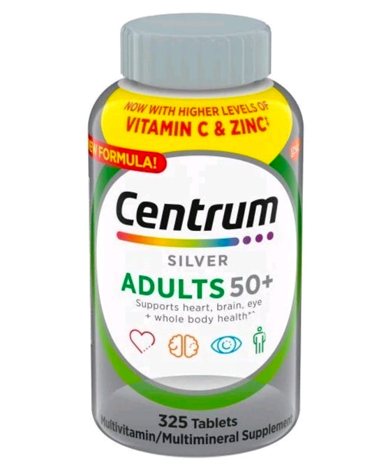 Centrum Silver Adults 50+ Centrum Silver Multivitamin for Adults 50 Plus, Multivitamin/Multimineral Supplement, Vitamin D3, B Vitamins, Gluten Free, Non-GMO Ingredients, Supports Memory and Cognition in Older Adults - 325 Ct