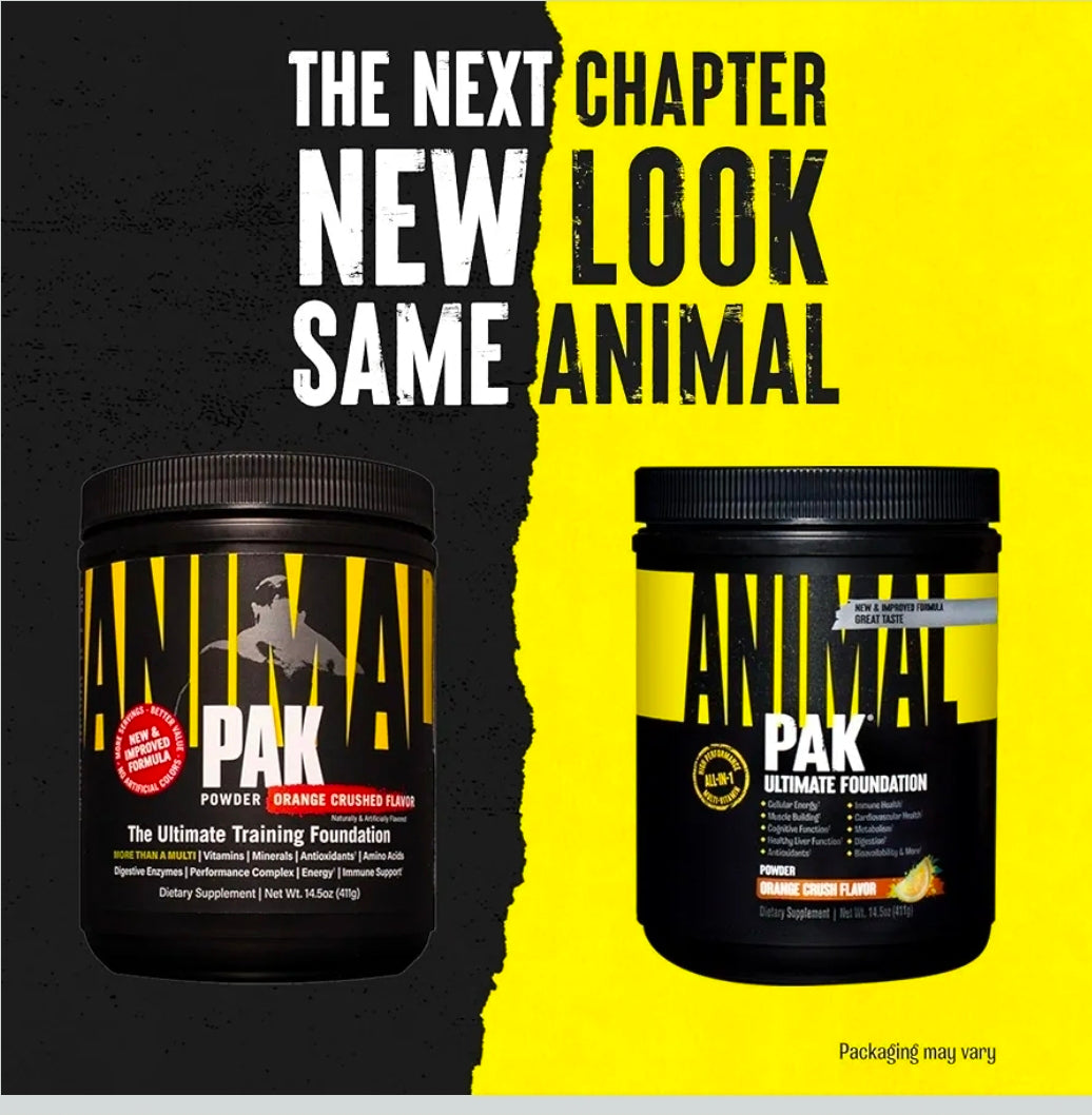 Animal Pak - Convenient All-in-One Vitamin & Supplement Powder, Orange Crush - Zinc, Vitamins C, B, D, Amino Acids, Immune Support, Digestive Enzymes - Daily Multivitamin for Women & Men - 60 Scoops