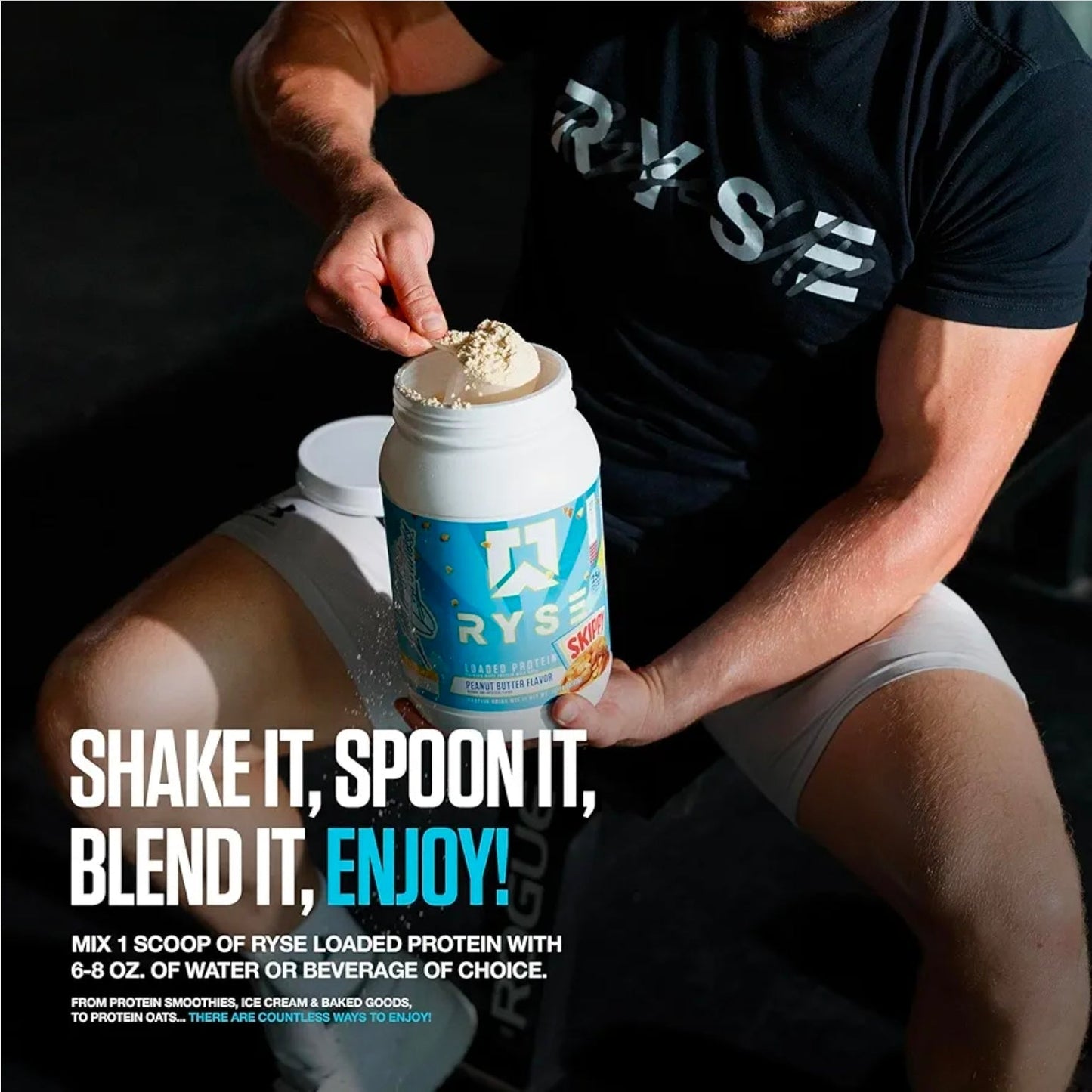 RYSE Loaded Protein Powder - Vanilla Peanut Butter - 25g Whey Protein Isolate & Concentrate with Prebiotic Fiber & MCTs - Low Carb, Low Sugar, Digestive-Friendly - 27 Servings / 2 lb Tub