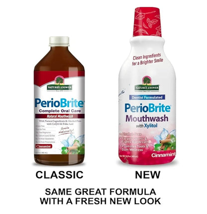 Nature's Answer Periobrite Cinamint Mouthwash| Promotes Healthy Teeth & Gums| Fights Bad Breath| Fluoride-Free, Alcohol-Free, Gluten-Free & Vegan| No Artificial Preservatives 16oz