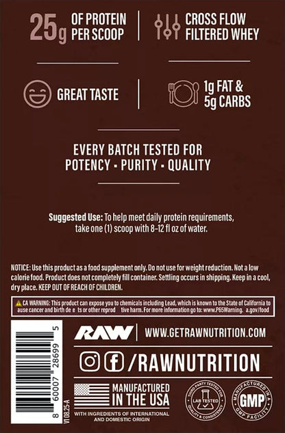 RAW Whey Isolate Protein Powder, Dark Chocolate - 100% Grass-Fed Sports Nutrition Whey Protein Powder for Muscle Growth & Recovery - Low-Fat, Low Carb, Naturally Flavored & Sweetened - 25 Servings